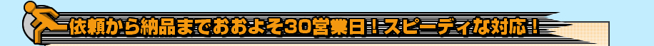 依頼から納品までおおよそ30営業日！スピーディーな対応！