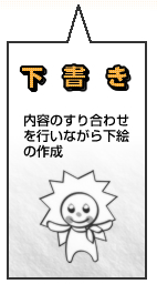 下書き（テイストのすり合わせを行い実際のタッチで下書き）