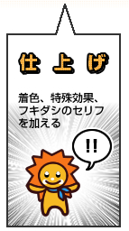仕上げ（着色、特殊効果、フキダシのセリフを加える）